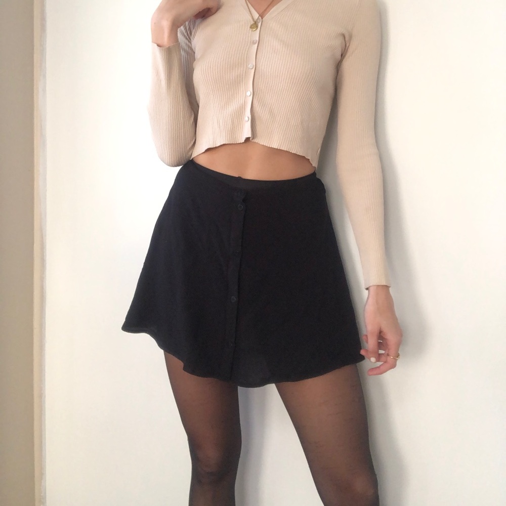 Black mini skater skirt